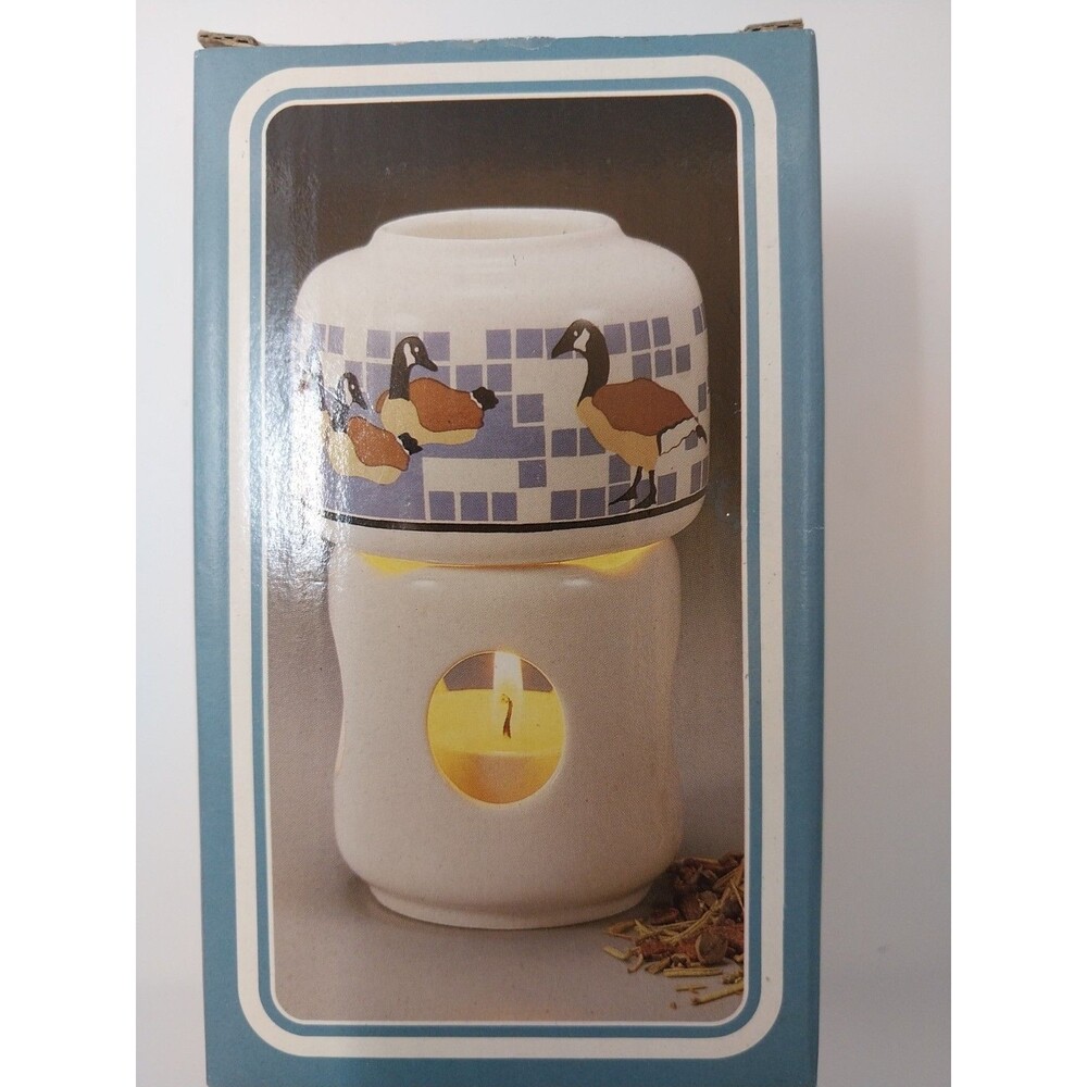 Vintage 1987 Potpourri Press Room Scenter Goose Wax Warmer Simmer Pot NIB Blue
